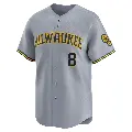 Men's No.8 Ryan Braun Milwaukee Brewers Gray Limited Away Jersey
