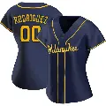 Women's No.00 Carlos Rodriguez Milwaukee Brewers Navy Authentic Alternate Jersey