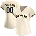 Women's No.00 Custom Milwaukee Brewers Cream Replica Home Jersey