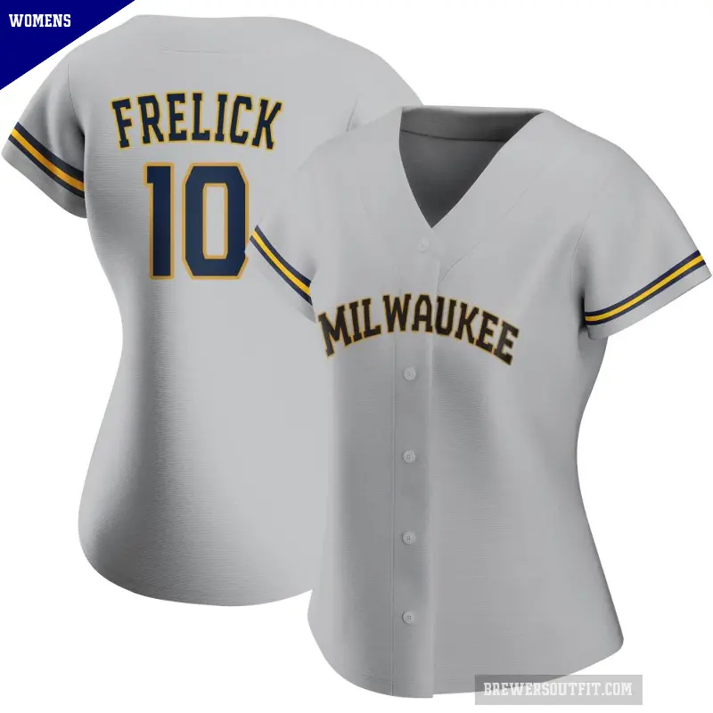 Women's No.10 Sal Frelick Milwaukee Brewers Gray Authentic Road Jersey