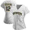 Women's No.12 Rhys Hoskins Milwaukee Brewers White/Navy Replica Alternate Jersey