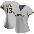 Women's No.13 Eric Haase Milwaukee Brewers Gray Replica Road Jersey