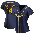 Women's No.14 Andruw Monasterio Milwaukee Brewers Navy Authentic Alternate Jersey