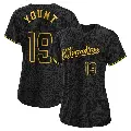 Women's No.19 Robin Yount Milwaukee Brewers Black Authentic Snake Skin City Jersey