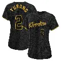 Women's No.2 Brice Turang Milwaukee Brewers Black Authentic Snake Skin City Jersey