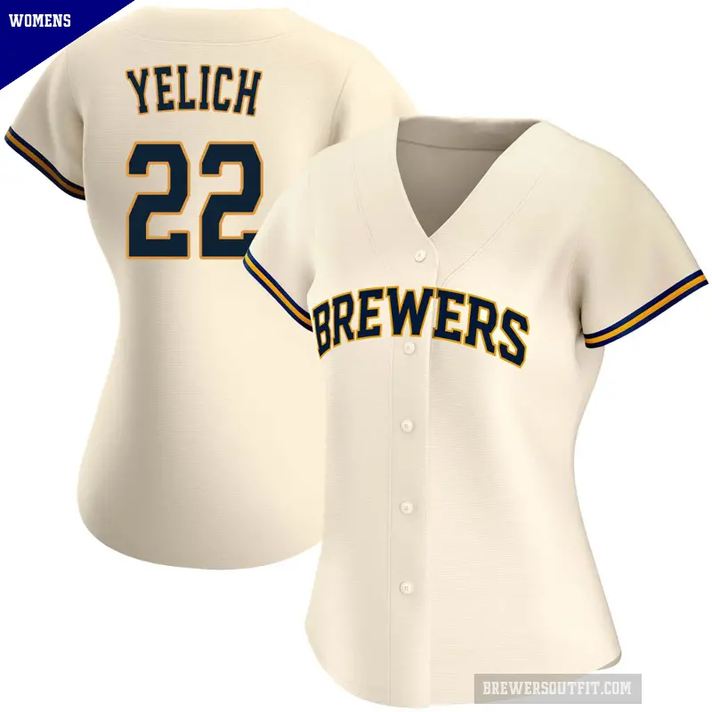 Women's No.22 Christian Yelich Milwaukee Brewers Cream Authentic Home Jersey