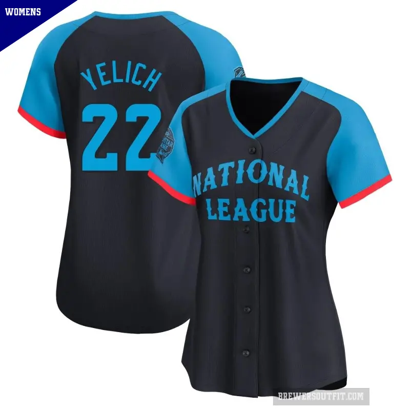 Women's No.22 Christian Yelich Milwaukee Brewers Navy Limited National League 2024 All-Star Game Jersey