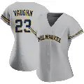 Women's No.23 Greg Vaughn Milwaukee Brewers Gray Replica Road Jersey