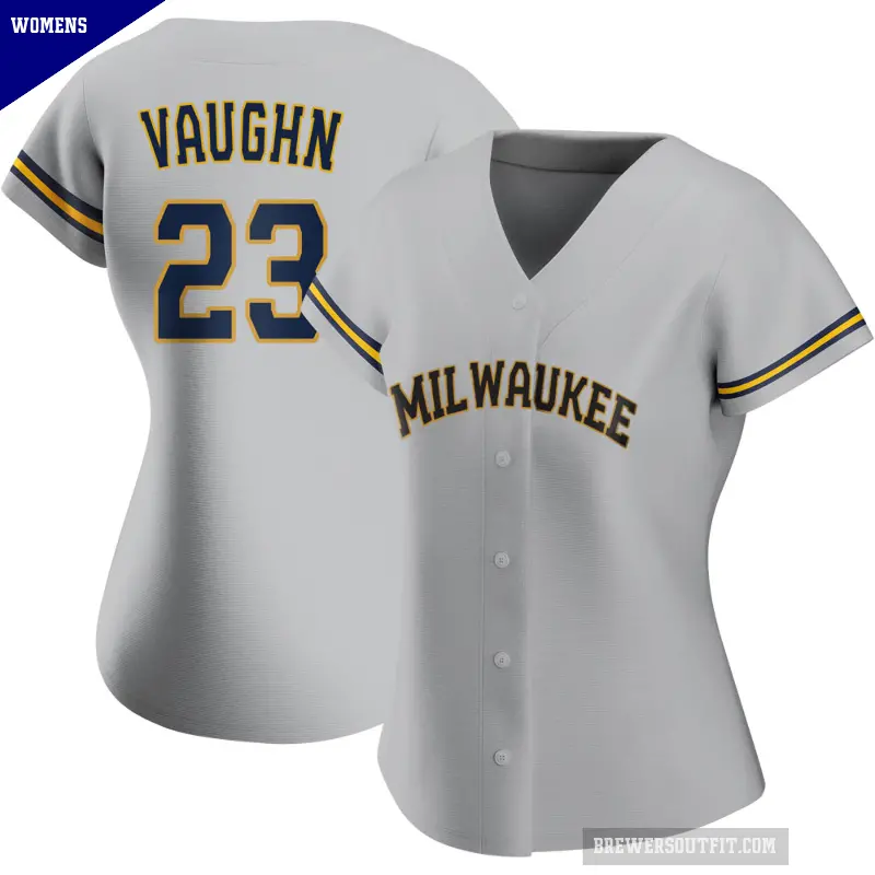 Women's No.23 Greg Vaughn Milwaukee Brewers Gray Replica Road Jersey