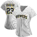 Women's No.23 Greg Vaughn Milwaukee Brewers White/Navy Authentic Alternate Jersey