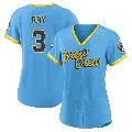 Women's No.3 Corey Ray Milwaukee Brewers Blue Replica Powder 2022 City Connect Jersey