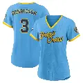 Women's No.3 Josh Donaldson Milwaukee Brewers Blue Replica Powder 2022 City Connect Jersey