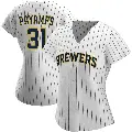 Women's No.31 Joel Payamps Milwaukee Brewers White/Navy Authentic Alternate Jersey
