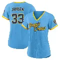 Women's No.33 Danny Jansen Milwaukee Brewers Blue Authentic Powder 2022 City Connect Jersey