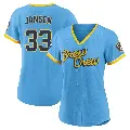 Women's No.33 Danny Jansen Milwaukee Brewers Blue Replica Powder 2022 City Connect Jersey