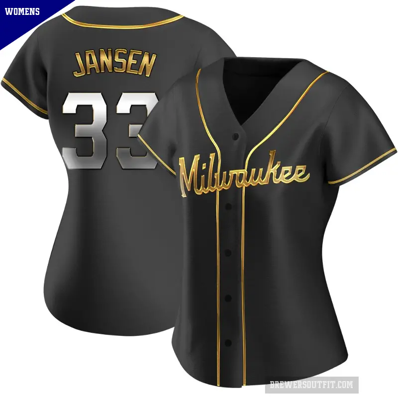 Women's No.33 Danny Jansen Milwaukee Brewers Gold Replica Black en Alternate Jersey