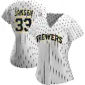 Women's No.33 Danny Jansen Milwaukee Brewers White/Navy Authentic Alternate Jersey