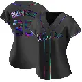 Women's No.35 Elvin Rodriguez Milwaukee Brewers Black Replica Holographic Alternate Jersey