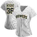Women's No.36 Tobias Myers Milwaukee Brewers White/Navy Authentic Alternate Jersey
