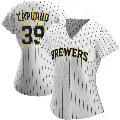 Women's No.39 Chris Capuano Milwaukee Brewers White/Navy Replica Alternate Jersey