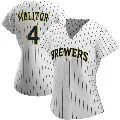 Women's No.4 Paul Molitor Milwaukee Brewers White/Navy Authentic Alternate Jersey