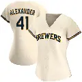 Women's No.41 Jason Alexander Milwaukee Brewers Cream Replica Home Jersey