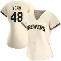 Women's No.48 Craig Yoho Milwaukee Brewers Cream Authentic Home Jersey