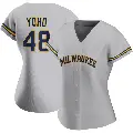 Women's No.48 Craig Yoho Milwaukee Brewers Gray Authentic Road Jersey