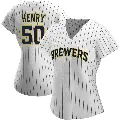 Women's No.50 Payton Henry Milwaukee Brewers White/Navy Replica Alternate Jersey