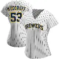 Women's No.53 Brandon Woodruff Milwaukee Brewers White/Navy Replica Alternate Jersey