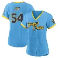 Women's No.54 Tyler Jay Milwaukee Brewers Blue Authentic Powder 2022 City Connect Jersey
