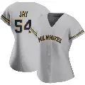 Women's No.54 Tyler Jay Milwaukee Brewers Gray Replica Road Jersey