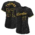 Women's No.57 Connor Thomas Milwaukee Brewers Black Replica Snake Skin City Jersey