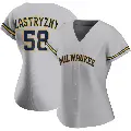 Women's No.58 Rob Zastryzny Milwaukee Brewers Gray Authentic Road Jersey