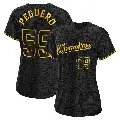Women's No.59 Elvis Peguero Milwaukee Brewers Black Replica Snake Skin City Jersey