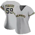 Women's No.59 Elvis Peguero Milwaukee Brewers Gray Authentic Road Jersey