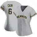 Women's No.6 Lorenzo Cain Milwaukee Brewers Gray Replica Road Jersey