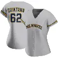 Women's No.62 Jose Quintana Milwaukee Brewers Gray Authentic Road Jersey