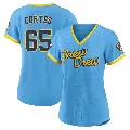 Women's No.65 Nestor Cortes Milwaukee Brewers Blue Authentic Powder 2022 City Connect Jersey