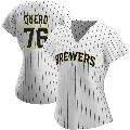Women's No.76 Jeferson Quero Milwaukee Brewers White/Navy Replica Alternate Jersey