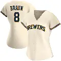 Women's No.8 Ryan Braun Milwaukee Brewers Cream Replica Home Jersey