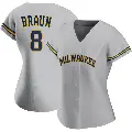 Women's No.8 Ryan Braun Milwaukee Brewers Gray Authentic Road Jersey