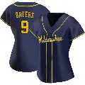 Women's No.9 Jake Bauers Milwaukee Brewers Navy Authentic Alternate Jersey