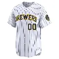Youth No.00 Custom Milwaukee Brewers White Limited Alternate Jersey