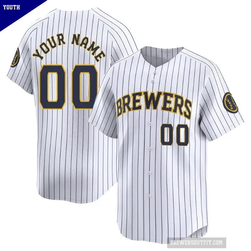 Youth No.00 Custom Milwaukee Brewers White Limited Alternate Jersey