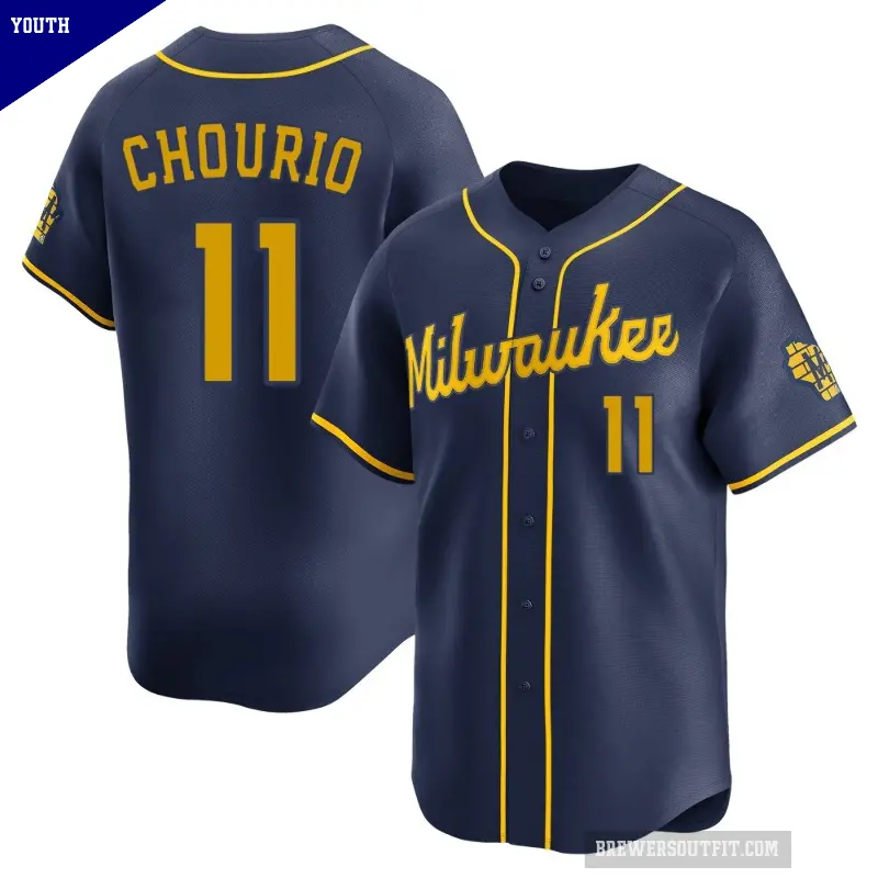 Youth No.11 Jackson Chourio Milwaukee Brewers Navy Limited Alternate Jersey