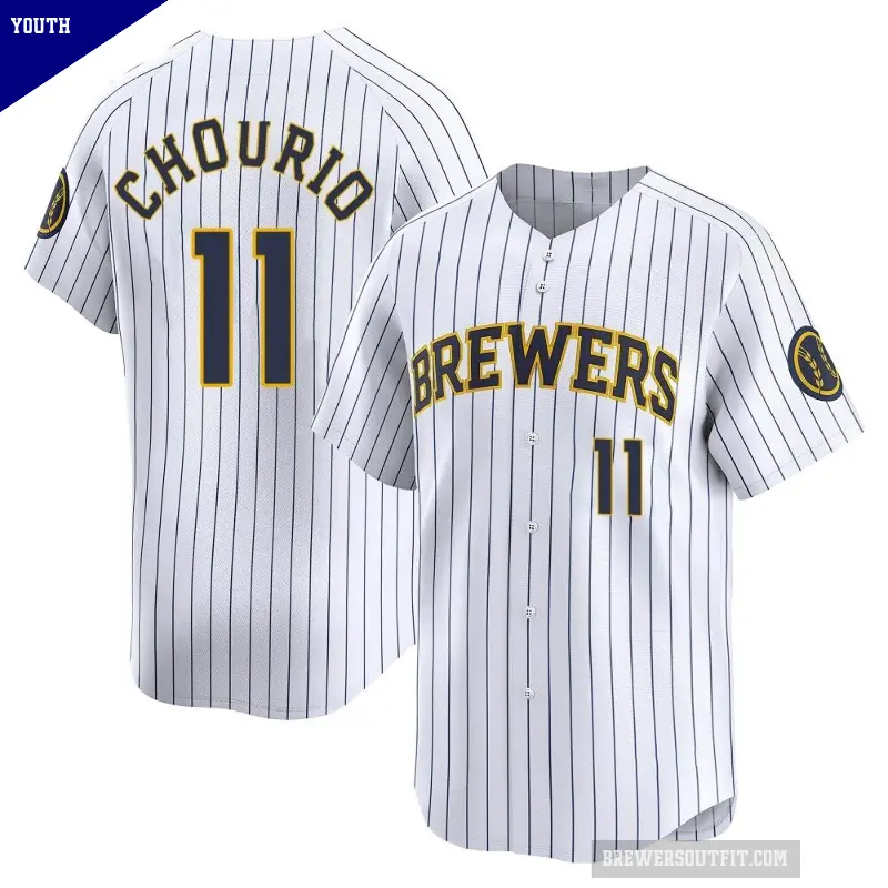 Youth No.11 Jackson Chourio Milwaukee Brewers White Limited Alternate Jersey