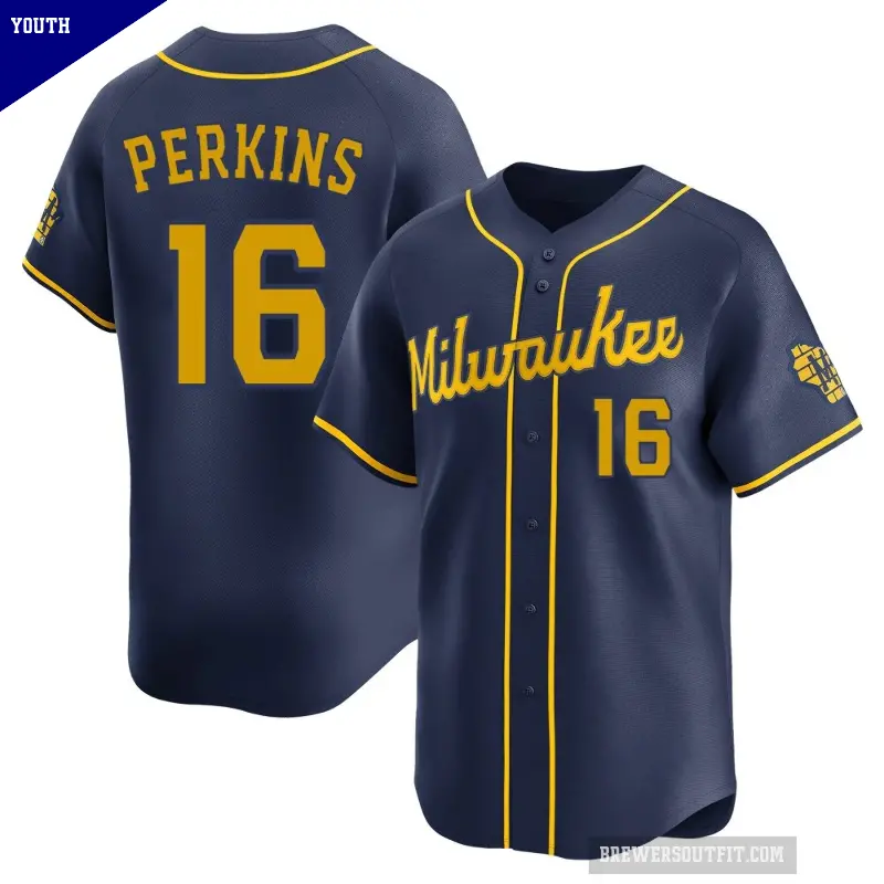 Youth No.16 Blake Perkins Milwaukee Brewers Navy Limited Alternate Jersey