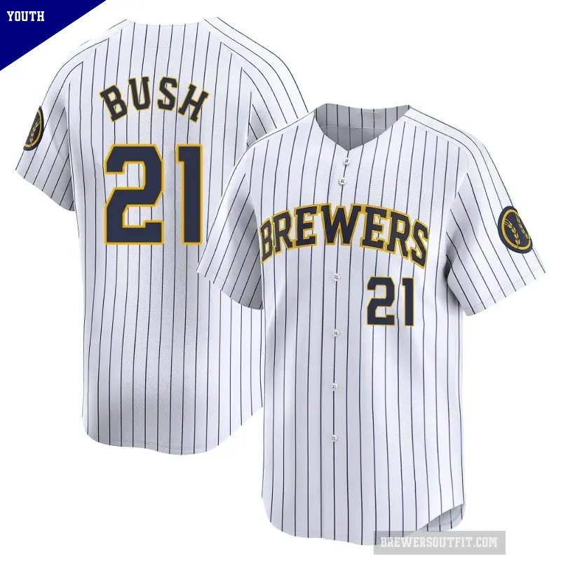 Youth No.21 Matt Bush Milwaukee Brewers White Limited Alternate Jersey