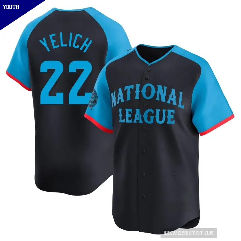 Youth No.22 Christian Yelich Milwaukee Brewers Navy Limited National League 2024 All-Star Game Jersey
